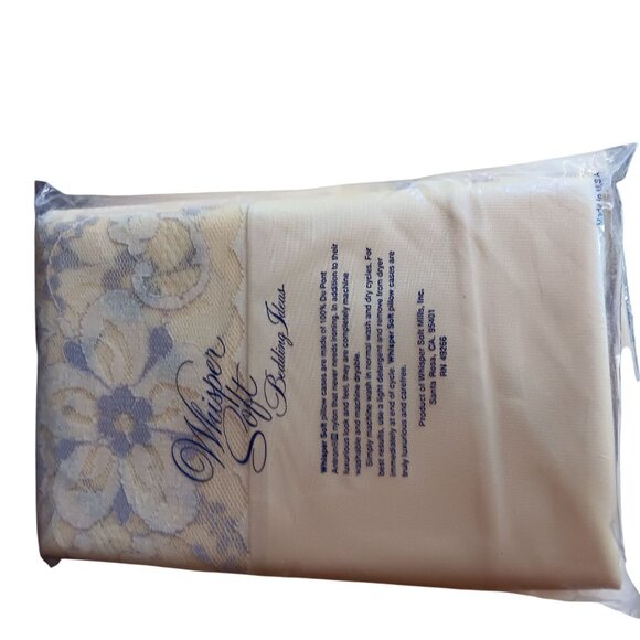 Vtg Sheet Set Whisper Soft Double Nylon Satin Lace Trim Flat Fitted Pillowcase - Picture 8 of 8